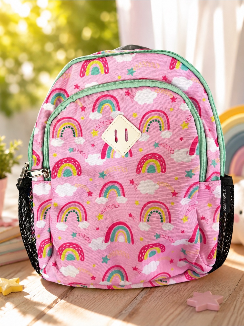 Rainbow Print Backpack | Pink Kids Backpack | Preschool Daycare Bag